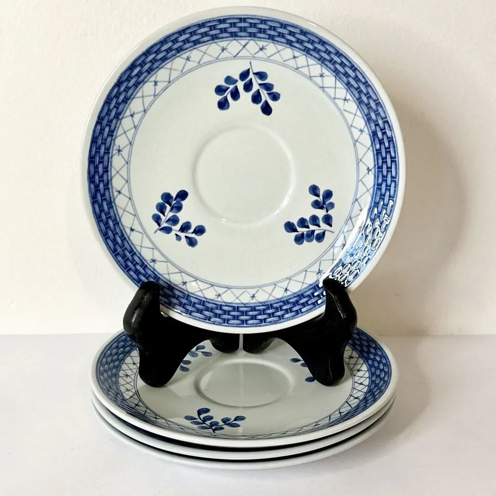 Set Of 4 Royal Copenhagen Dennark‎ Tranquebar Blue Saucer Plates 957